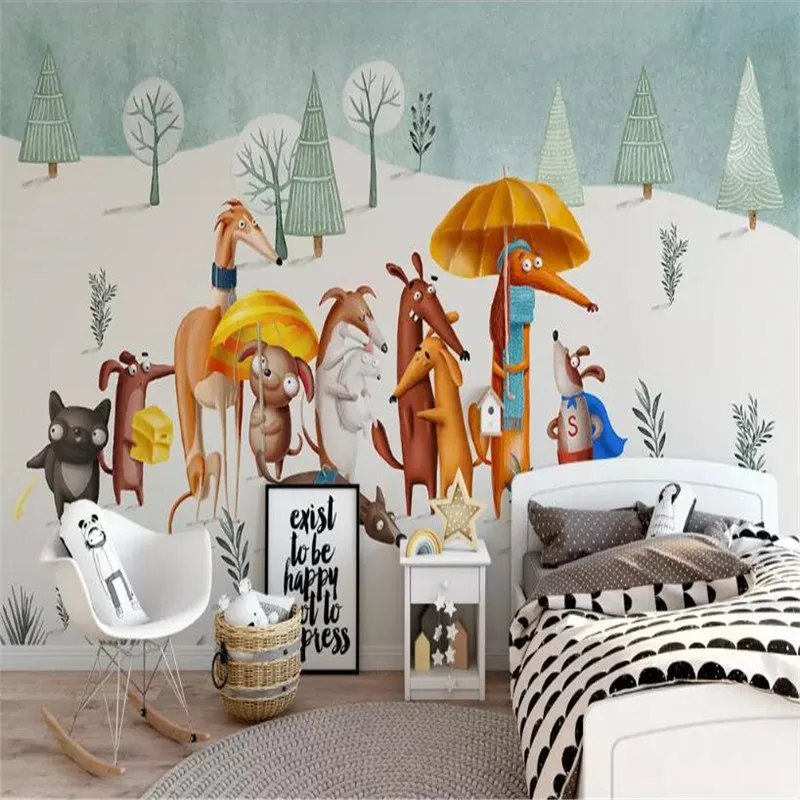 Modern minimalist cartoon puppy personality children's room background wall custom large indoor wallpaper mural 3D photo wall Modern minimalist cartoon puppy personality children's room background wall custom large indoor wallpaper mural 3D photo wall