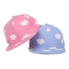 Ladies hip hop hats pink and blue clouds in summer fresh and cute casual flat-brimmed hat print canvas baseball caps
