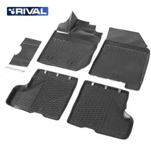 Для Lada XRay- Коврики 3D в салон для а/м с вещевым ящиком под пассажирским сиденьем 5 шт./компл. полиуретан Rival 16007001