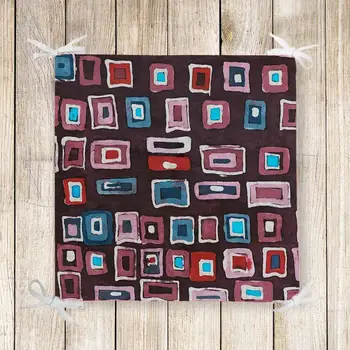 

Else Authentic Geometric Red Blue 3d Print Chair Pad Seat Cushion Soft Memory Foam Full Lenght Ties Non Slip Washable Zipper