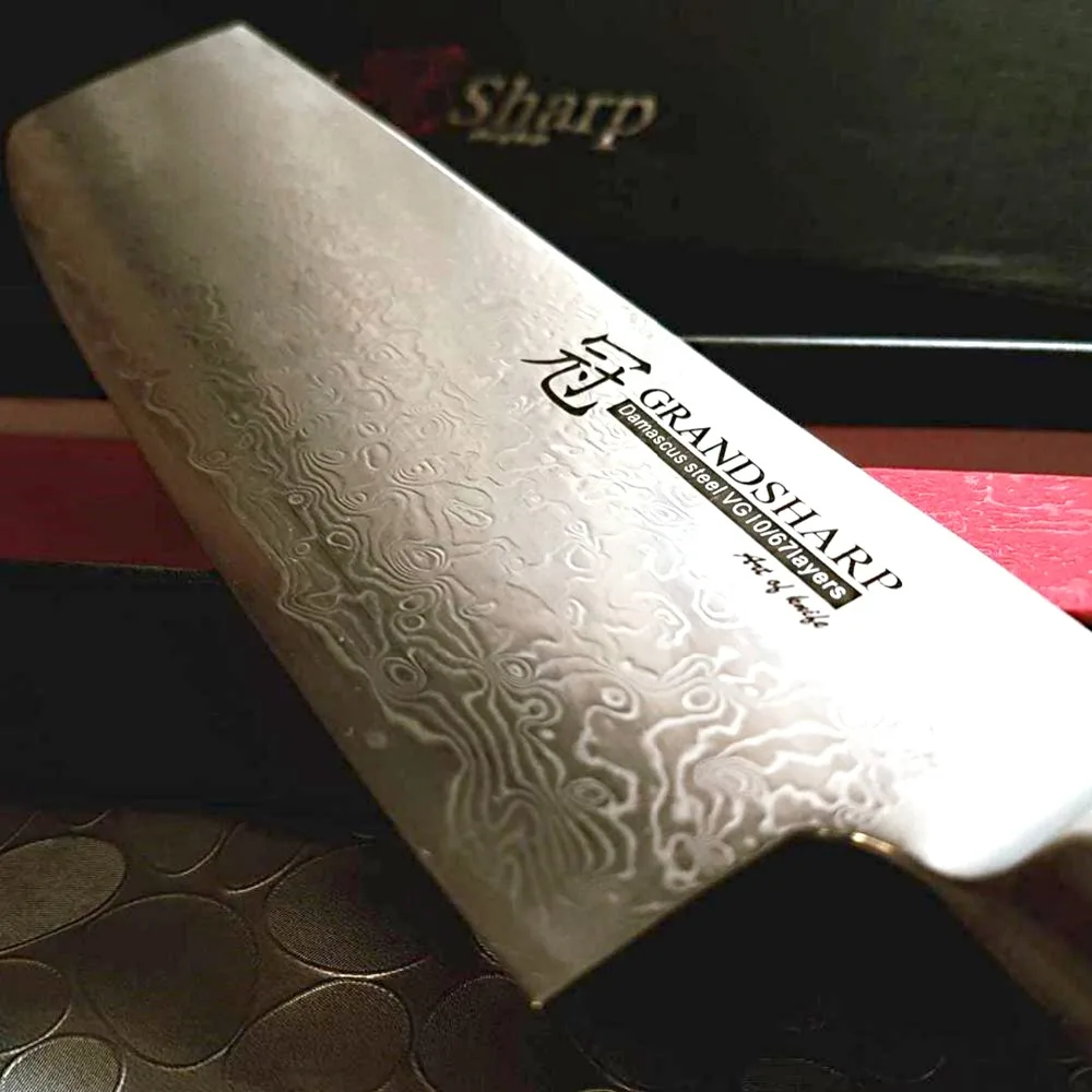 7 дюймовый ножи накири GRANDSHARP дамасский японский инструмент из нержавеющей стали