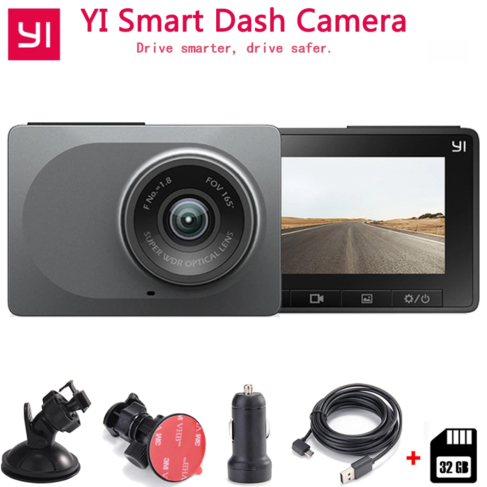 Xiaomi YI Smart тире камера Авто Вождение регистраторы Wi Fi Автомобильный цифровой видеорегистратор HD 1080 P 2,7 "165 градусов 60fps ADAS безопасный