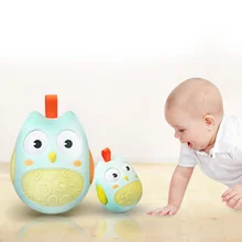 Cute Baby Toys Nodding Moving Eyes Owl Doll Baby Rattles Gifts Baby Tumbler Toy With Bell Toys For Children