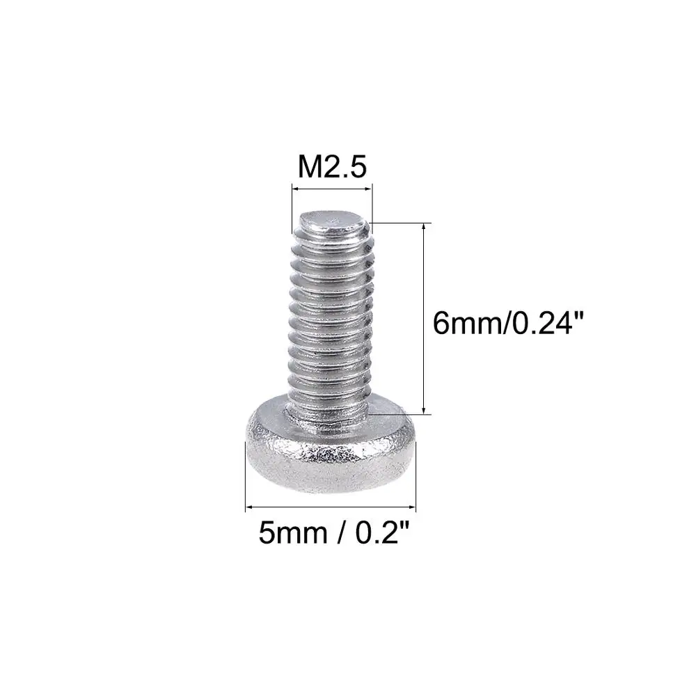 uxcell M2.5x5mm Machine Screws Pan Phillips Cross Head Screw 304 Stainless Steel Fasteners Bolts 100Pcs