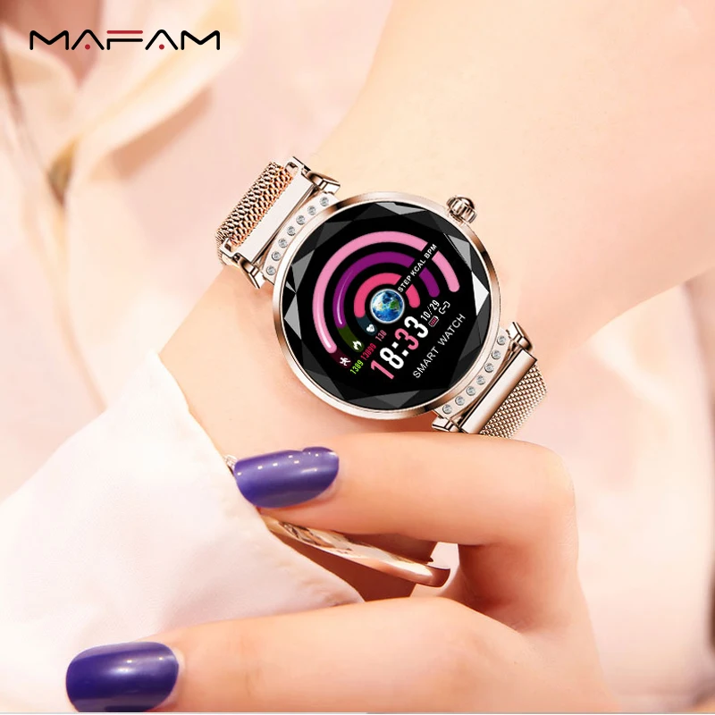 

MAFAM Smart Watch Women Ladies fashion Smartwatch Heart Rate Monitor Fitness Tracker Waterproof Clock For Android And IOS Phone