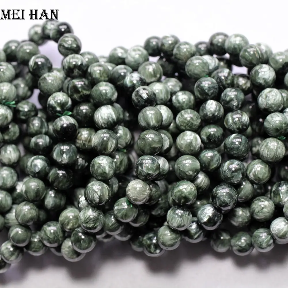 

Meihan Free shipping (18 beads/set/26g) 9.8-10.5mm A+ natural russian seraphinite bracelet for jewelry making desgin or gift