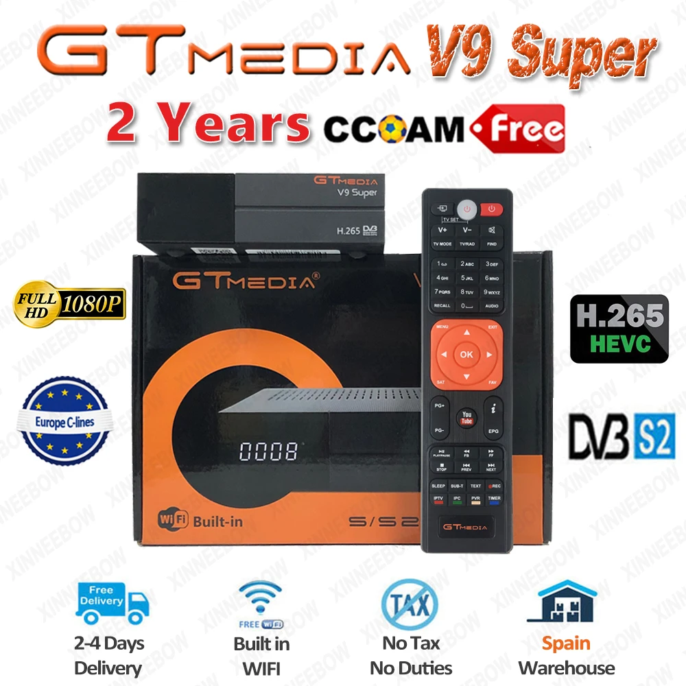 Лучший 1080 P DVB-S2 GTmedia V9 супер CCcam Cline Испания спутниковый ТВ приемник тот же GTmedia V8 Nova Freesat V9 супер Европа CCcam 2