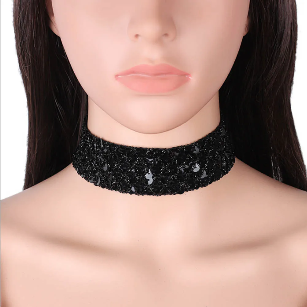 Wide Edge Sequins Necklace Velvet Choker Necklace Female Collar For Women Girls Wedding Giftin