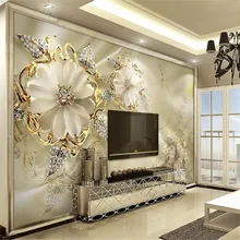 3D Golden jewelry flower TV background wall custom large wallpaper mural 3D photo wall factory wholesale 3D Golden jewelry flower TV background wall custom large wallpaper mural 3D photo wall factory wholesale