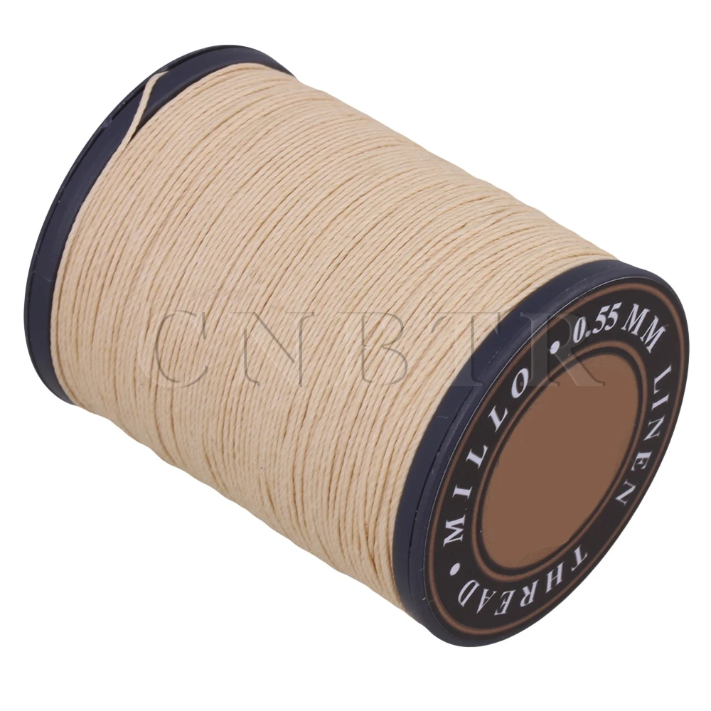 0.55mm Dia Beige Flax Waxed Linen Craft Sewing Stitching Thread Cord