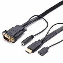 Адаптер hdmi-vga кабель с аудио конвертером с блоком питания для ПК hdtv монитор 1080 P