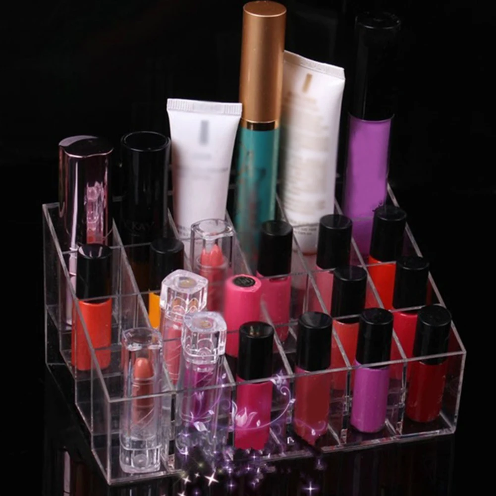 

24 Lattices Trapezoid Lipstick Mascara Eyebrow Lipstick Cosmetic Display Stand