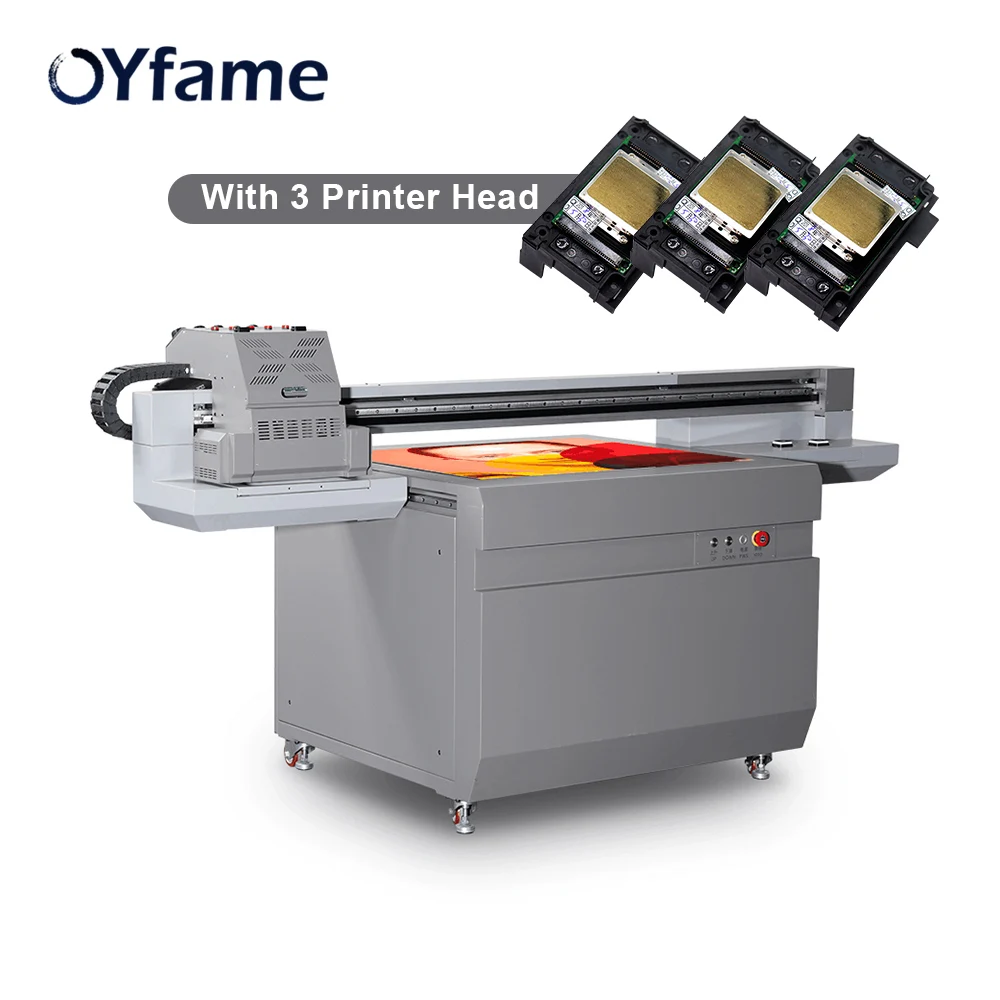 

OYfame 9060 UV Flatbed Printer 3 Printer head uv printing Machine for Acrylic Metal Leather Wooden Large Format UV Printer