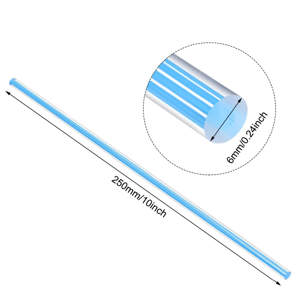 Uxcell 2 шт 6 мм диаметр. 250 мм длинные прямые линии розовый/светло-синий/желтый/зеленый/белый/светло-фиолетовый сплошной акриловый круглый стержень PMMA бар