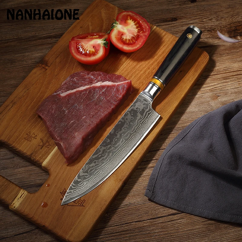 

NANHAIONE 8" Damascus Stainless Steel Chef Knife Vegetable Fruit Cutter Sharp Meat Chopper Food Slicer Knife Kitchen Tool CL111