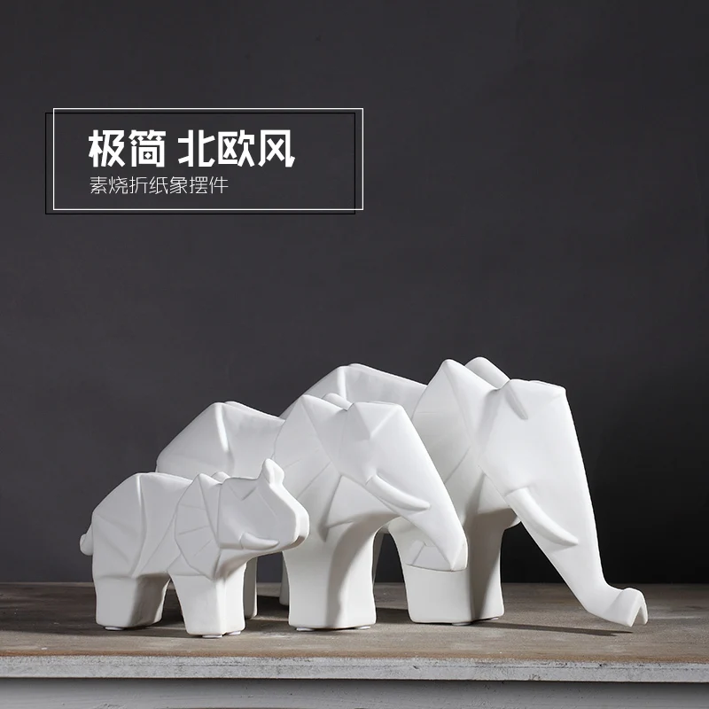 Cute Ceramic Elephant Statue Home Decor Crafts Room Decoration