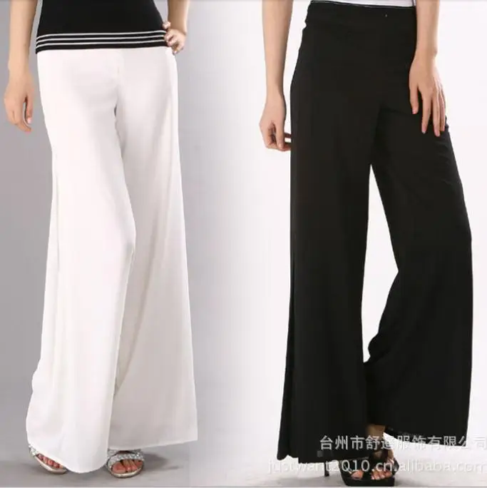 Весной и летом женщин высокого качества Черные брюки Белые брюки свободные широкие брюки ноги для женщин