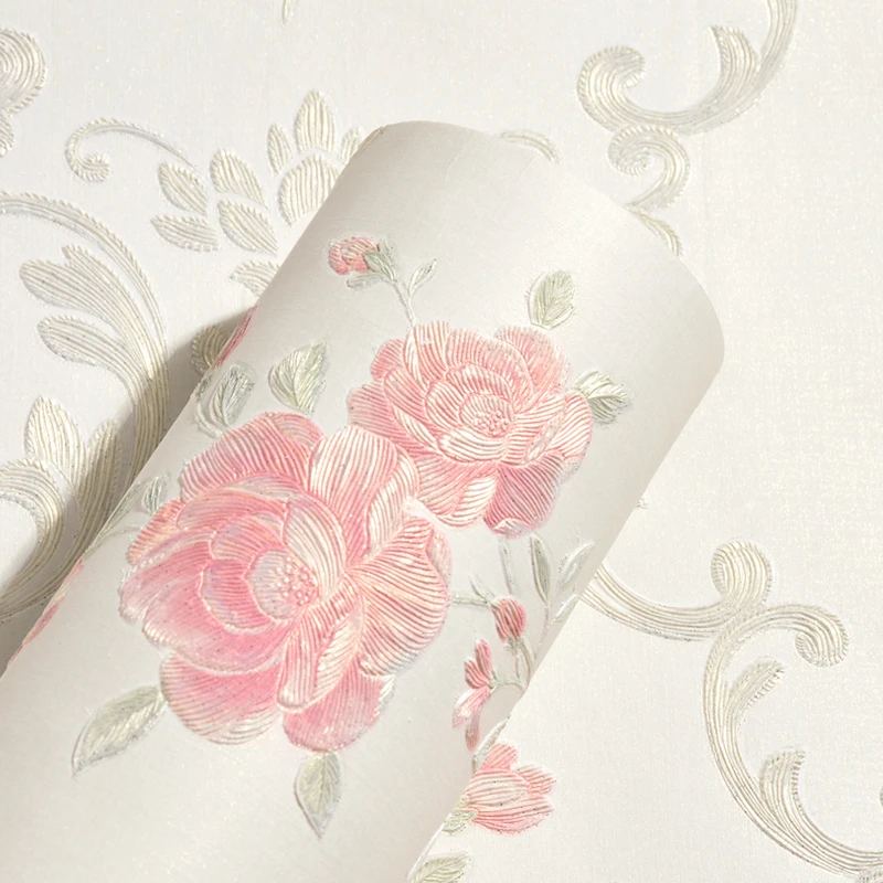 Pastoral Rose Flower Wallpaper European Elegant Floral Embossed Wallpapers  Roll Self Adhesive Non Woven Mural Behang Qz050 - Wallpapers - AliExpress