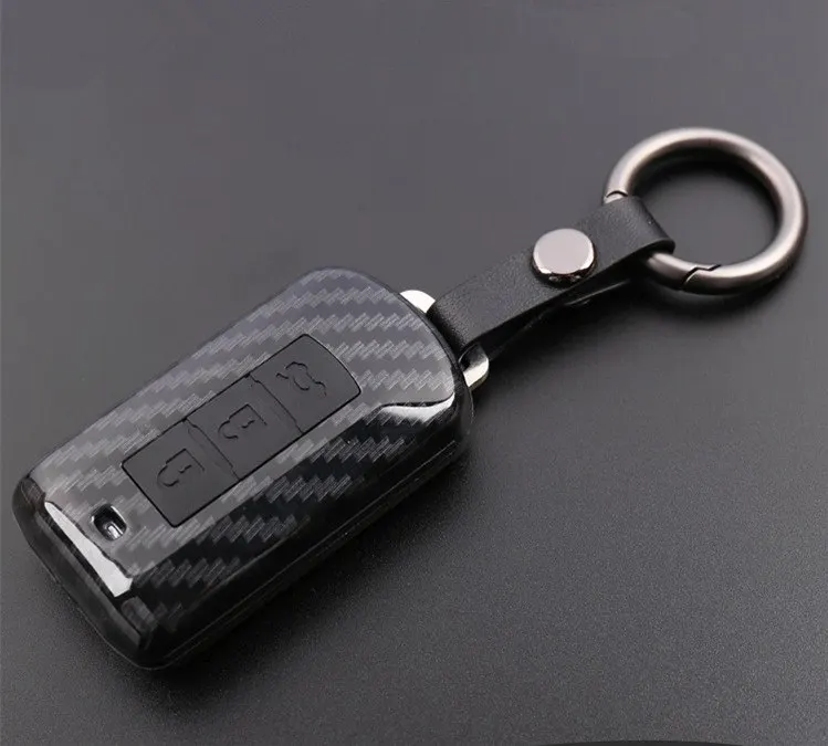 Carbon fiber car remote key fob cover case holder protect for
