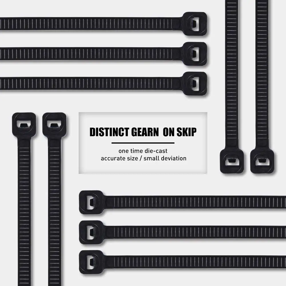 

ZHEJIN Cable Zip Ties, Self-Locking Nylon Cable Ties Black Cable Ties Fasten Loop Cable Various Specifications 100pcs
