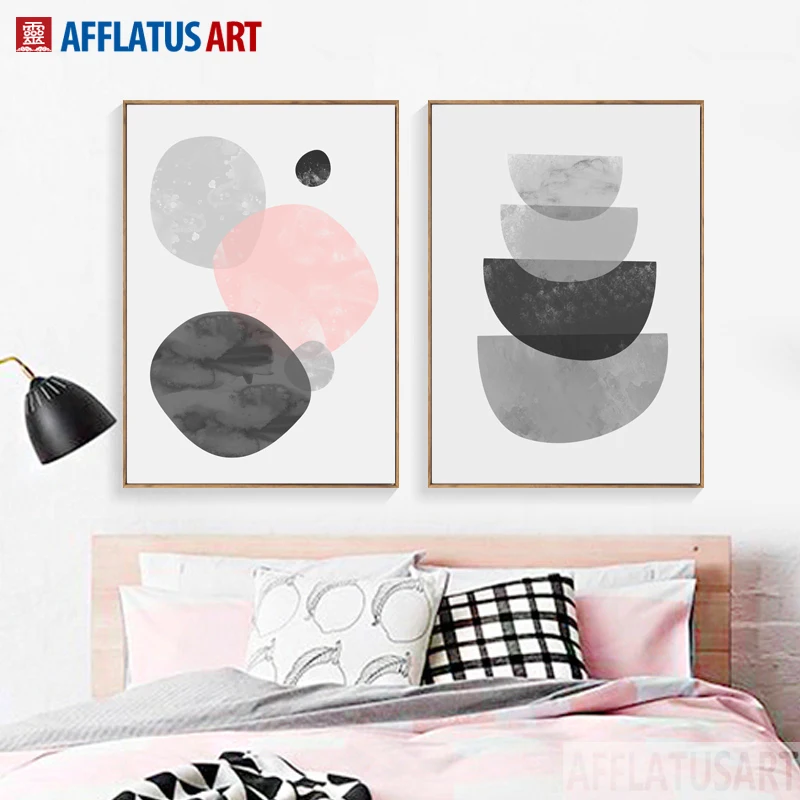 

AFFLATUS Geometric Shape Nordic Poster Wall Art Canvas Painting Posters And Prints Wall Pictures For Living Room Bedroom Decor