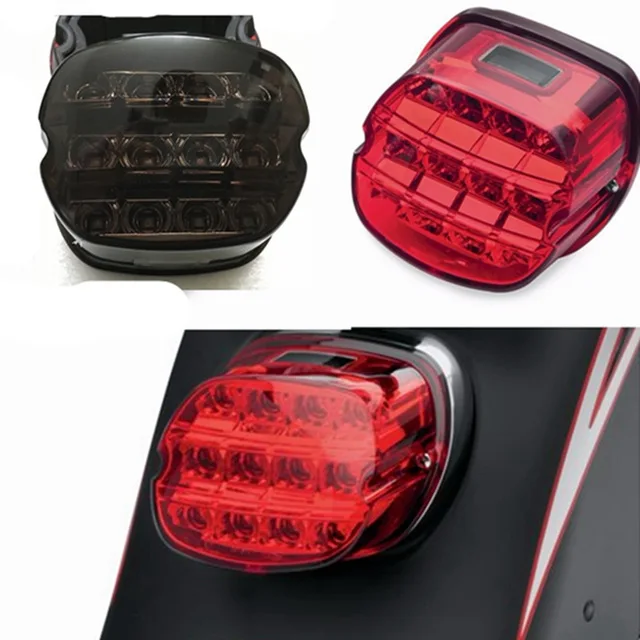 

Motorcycle LED Light Smoke Tail Light 12v License Plate Rear Lamp For Harley Dyna Super Wide Glide Low Rider Fat Bob