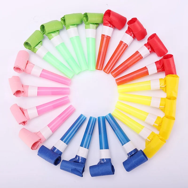 

6 Pcs/lot Hot Party Supplies Plastic Blowing Dragon 23cm blow roll Children Whistle Birthday Party cheer props