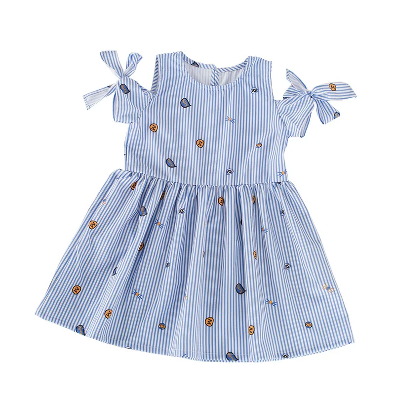Kids Girls Off Shoulder Bowknot Sleeve Dress