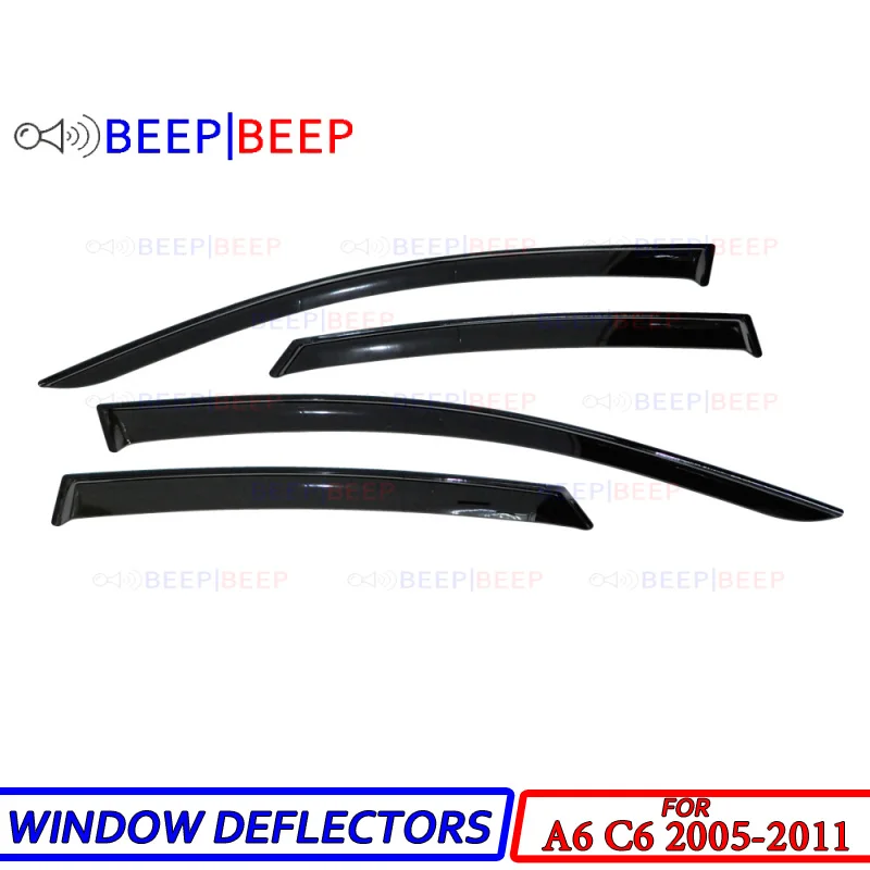 Car window deflectors for Audi A6 C6 2005 2011 wind sun guard rain vent visor cover car styling