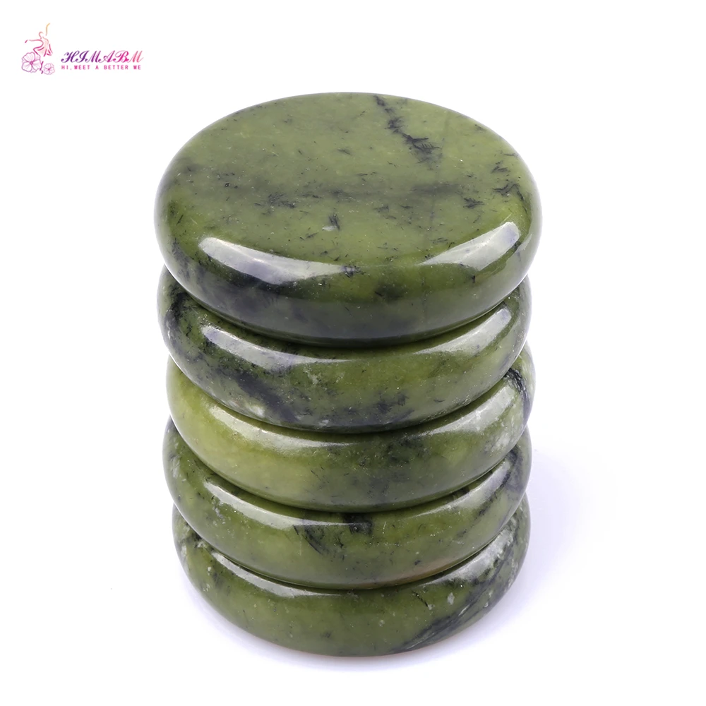 HIMABM 5 Pieces Natural Green Xiuyan Jade Hot Spa Basalt Stone Massage Basalt Stone Lava Rocks 80*80*20mm wholesale HIMABM 5 Pieces Natural Green Xiuyan Jade Hot Spa Basalt Stone Massage Basalt Stone Lava Rocks 80*80*20mm wholesale