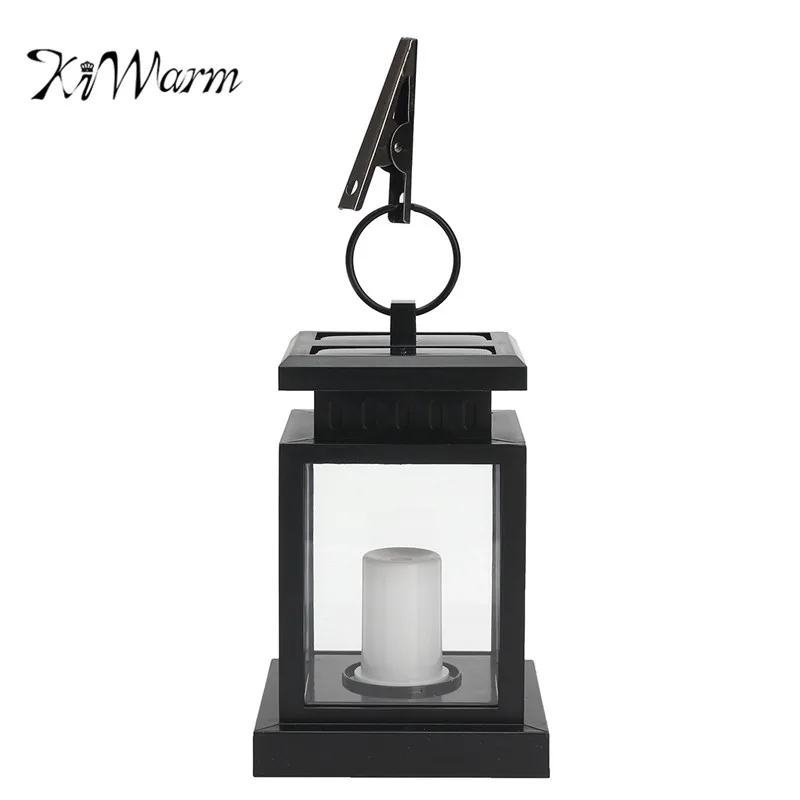 

KiWarm Black Solar Powered LED Candle Outdoor Garden Table Lantern Hanging Light Outdoor Hanging Lamp Home Garden Yard Decor