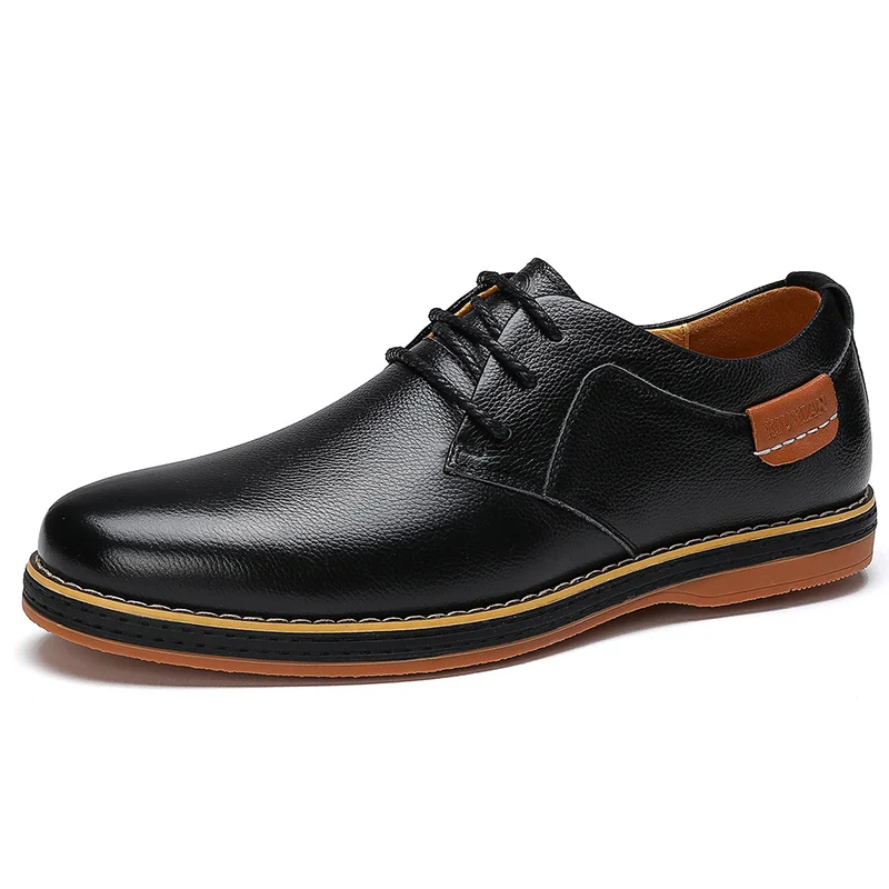 CAMEL/Мужская обувь; сезон осень-зима; повседневная обувь из натуральной кожи; Черная Молодежная обувь в британском деловом стиле на шнуровке - Цвет: W632266550Black
