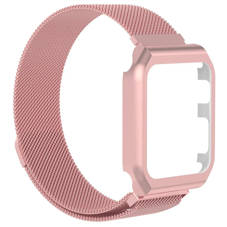 Apple Watch Band Нержавеющая сталь сетка магнитный сменный Браслет для часов с металлический защитный чехол для Apple Watch розовое золото 42 мм - Цвет: Розовый