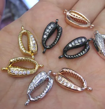 

Lot of 6pcs CZ Micro Pave Cobalt Cowrie Shell Lip Connector, CZ Pave Connector charm jewelry spacer beads 15-22mm