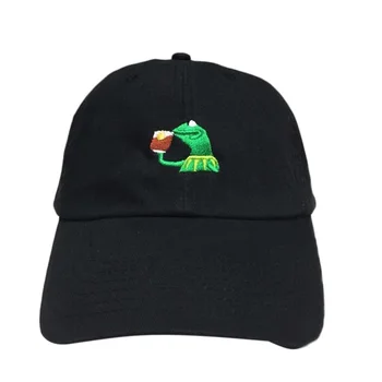 

None Of My Business Dad Hat Cap Black Frog Sipping Tea James Kendrick Lamar Untitled Unmastered Hat Casquette