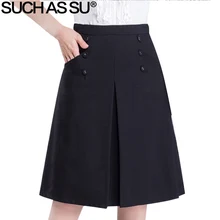 Brand New Knit Skirt Women Slim Black Button Pocket A-Line Skirt S-3XL Plus Size 2017 Occupation Ladies Skirt Brand New Knit Skirt Women Slim Black Button Pocket A-Line Skirt S-3XL Plus Size 2017 Occupation Ladies Skirt
