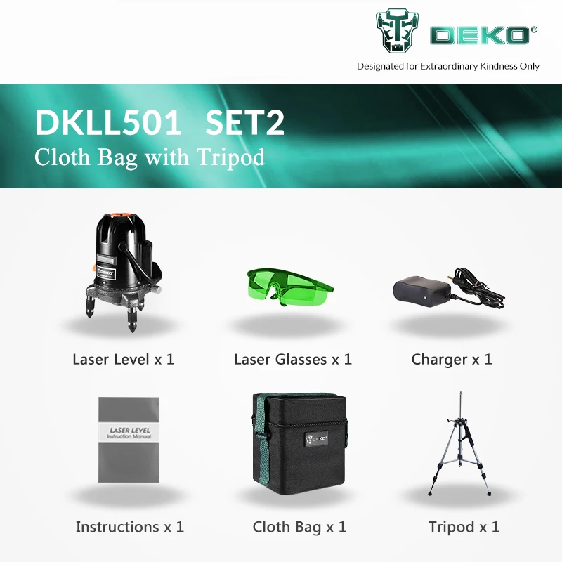 DEKO LL5 серия 5 линия 6 точек зеленый лазерный уровень Лидер продаж горизонтальный и вертикальный 360 ° точная регулировка - Цвет: LL57GA-T