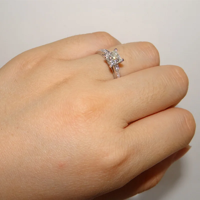 925 серебряные обручальные кольца женские квадратные Кристальные маленькие блестящие циркониевые Свадебные Кольца для женщин элегантные темпераментные ювелирные изделия