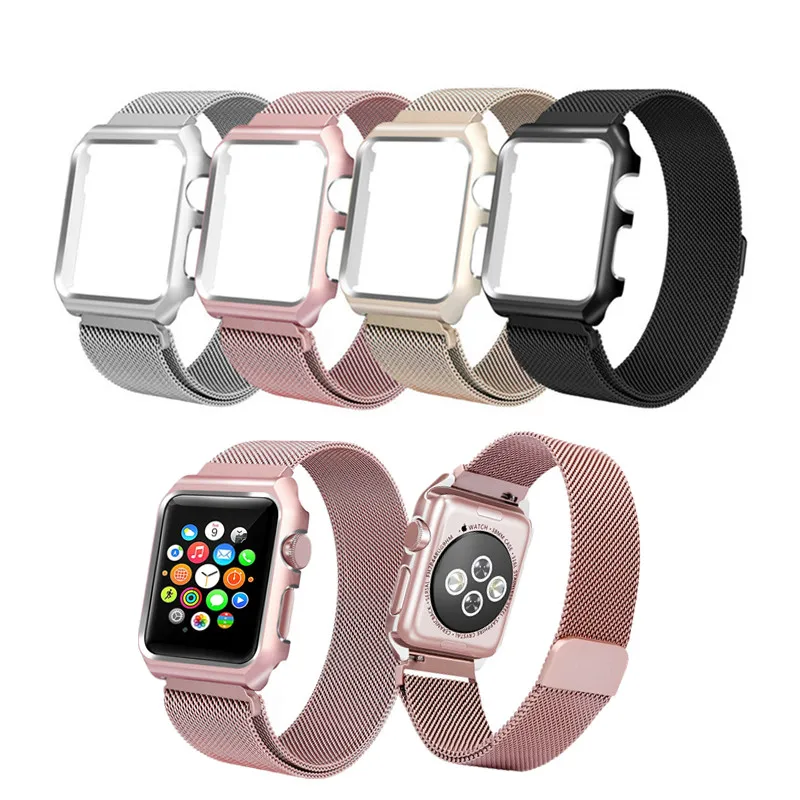 Watchband For Apple Watch Series 3 2 1 Band Milanese Stainless Steel Strap Magnetic Closure Clasp For iWatch With Bumper Case apple-bands-series- : image Watchband For Apple Watch Series 3 2 1 Band Milanese Stainless Steel Strap Magnetic Closure Clasp For iWatch With Bumper Case apple-bands-series-