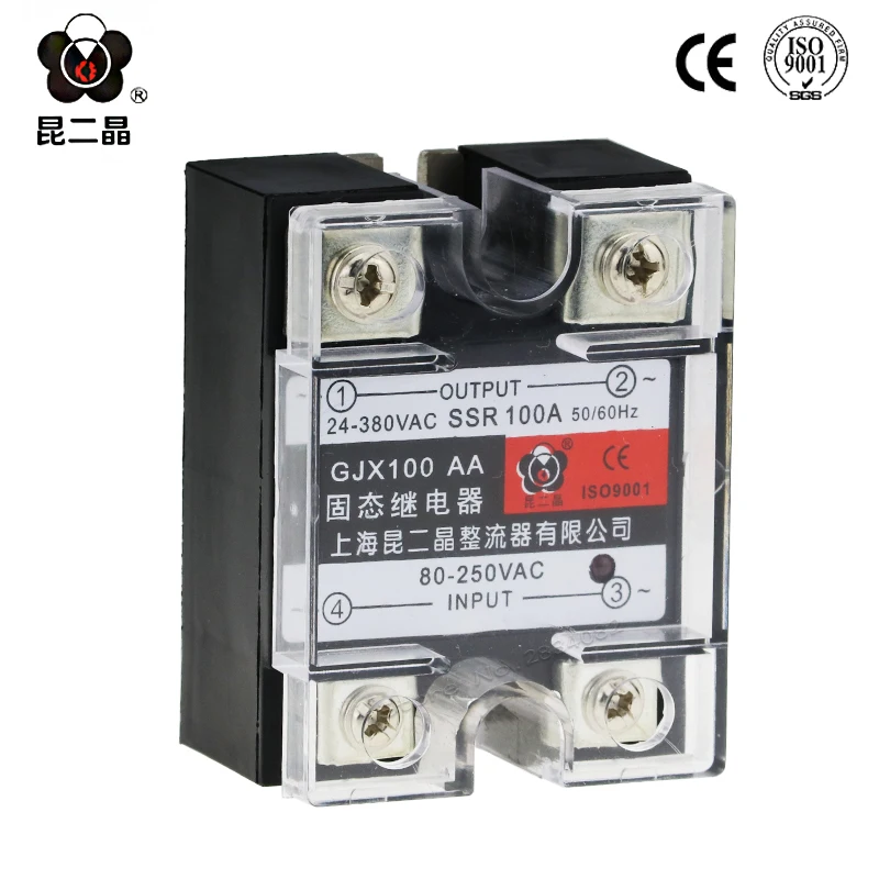 single phase Solid state relay AC to AC 100A 24 380VAC output 80 250VAC