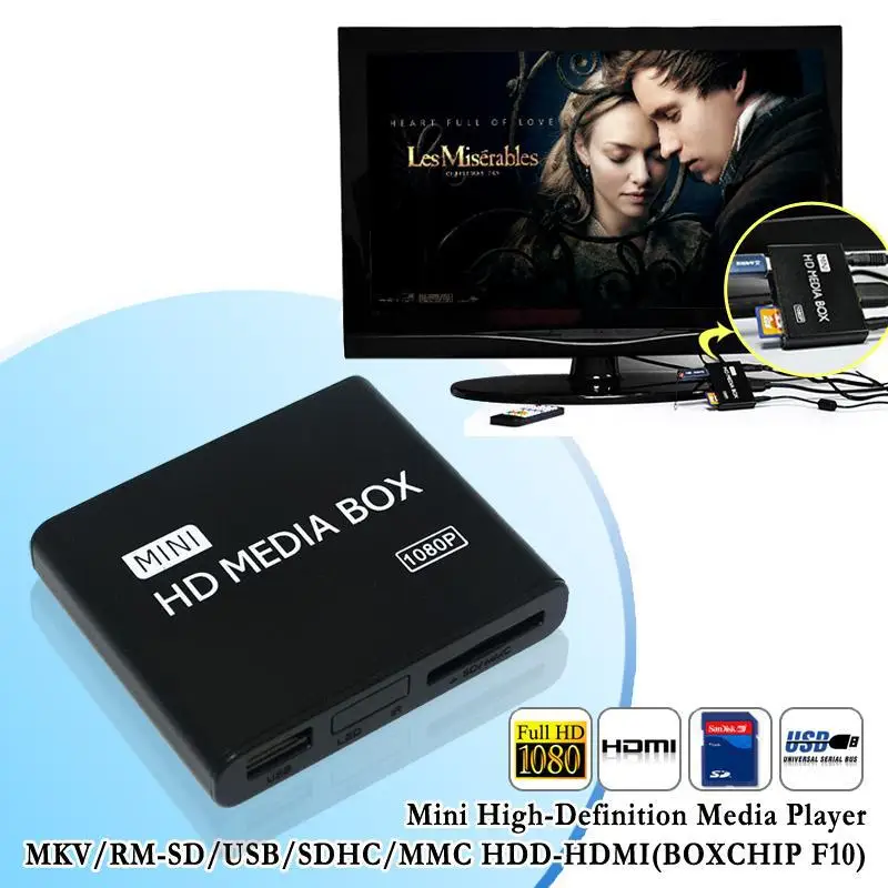 

New mini HDMI Media Player 1080P Full HD TV Video multimedia player box support MKV/RM-SD/USB/SDHC/MMC HDD-HDMI