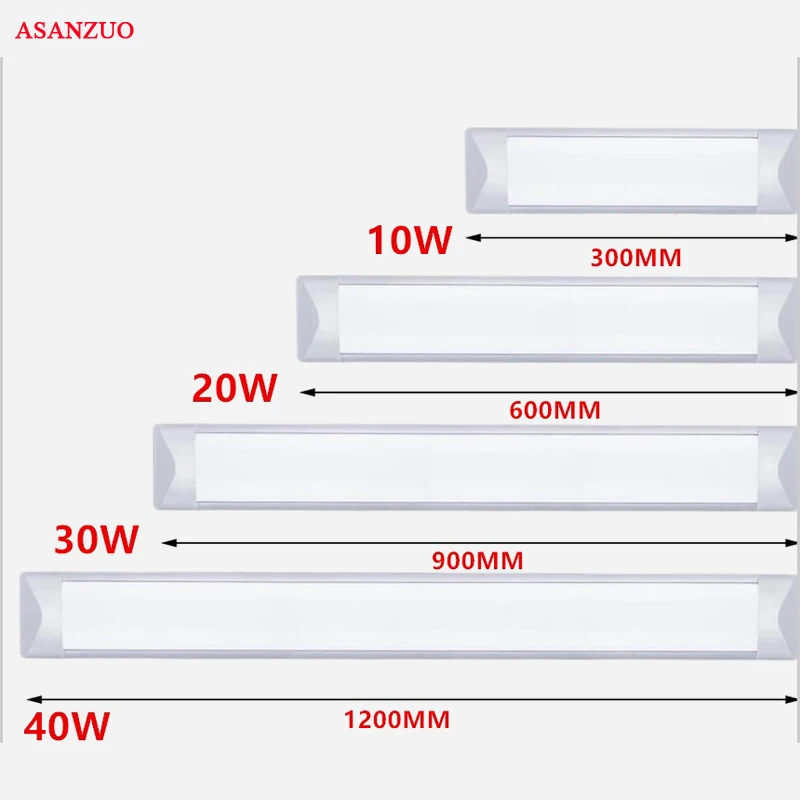 10 шт. 10 Вт 30 см 20W 30W 60CM 90 см 40W 120 см светодиодный Баттен трубки светильник Холодный/теплый белый 2835SMD светодиодный бар линейный светильник плоская трубка лампы