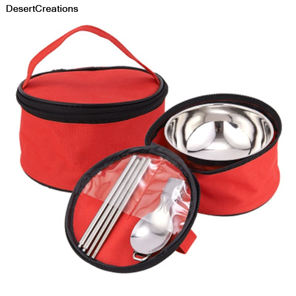 1SET Stainless Steel Dinnerware Set Bowl Folding Three piece sets for