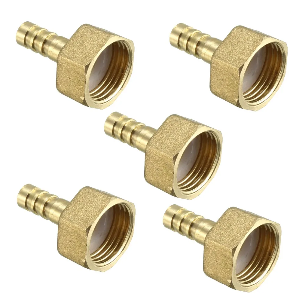 

UXCEL 5pcs Barb Hose Fittings Brass Connector Adapter 8/10/12/16mm Barbed x 1/2, 3/8 PT Male Pipe Low Magnetic Permeability