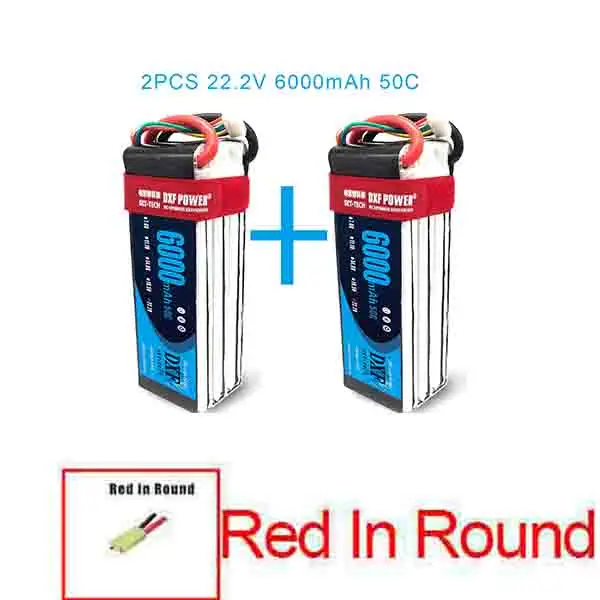 2 шт. DXF 2S 3S 4S 6S 7,4 V 11,1 V 14,8 V 22,2 V 6000mAh 50C Lipo батарея rex-450 вертолет с фиксированным крылом Квадрокоптер RC автомобиль Лодка - Цвет: 6S6000mah50C-Red