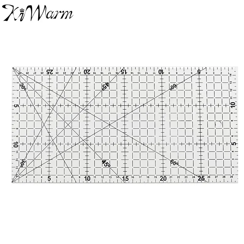 

KiWarm Transparent Quilting Sewing Patchwork Foot Aligned Ruler Grid Cutting Tailor Craft Scale Rule Craft Sewing Tools 30*15cm