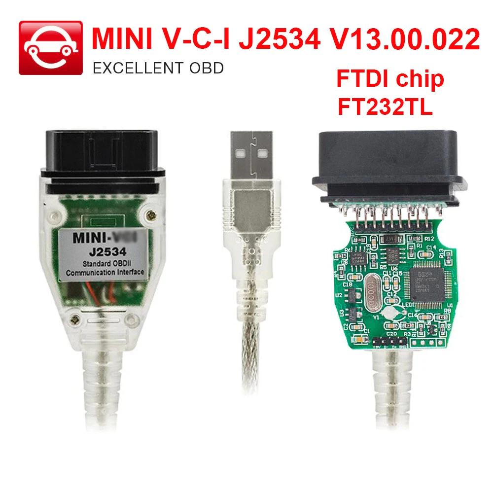 

MINI V-C-I Latest V13.00.022 Interface FOR TOYOTA TIS Techstream mini v-c-i J2534 with FTDI FT232RL Chip OBD2 diagnostic cable