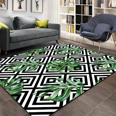 NON SLIP Machine Washable Kitchen Runners Rug Modern Leaf Design Large Mat New
