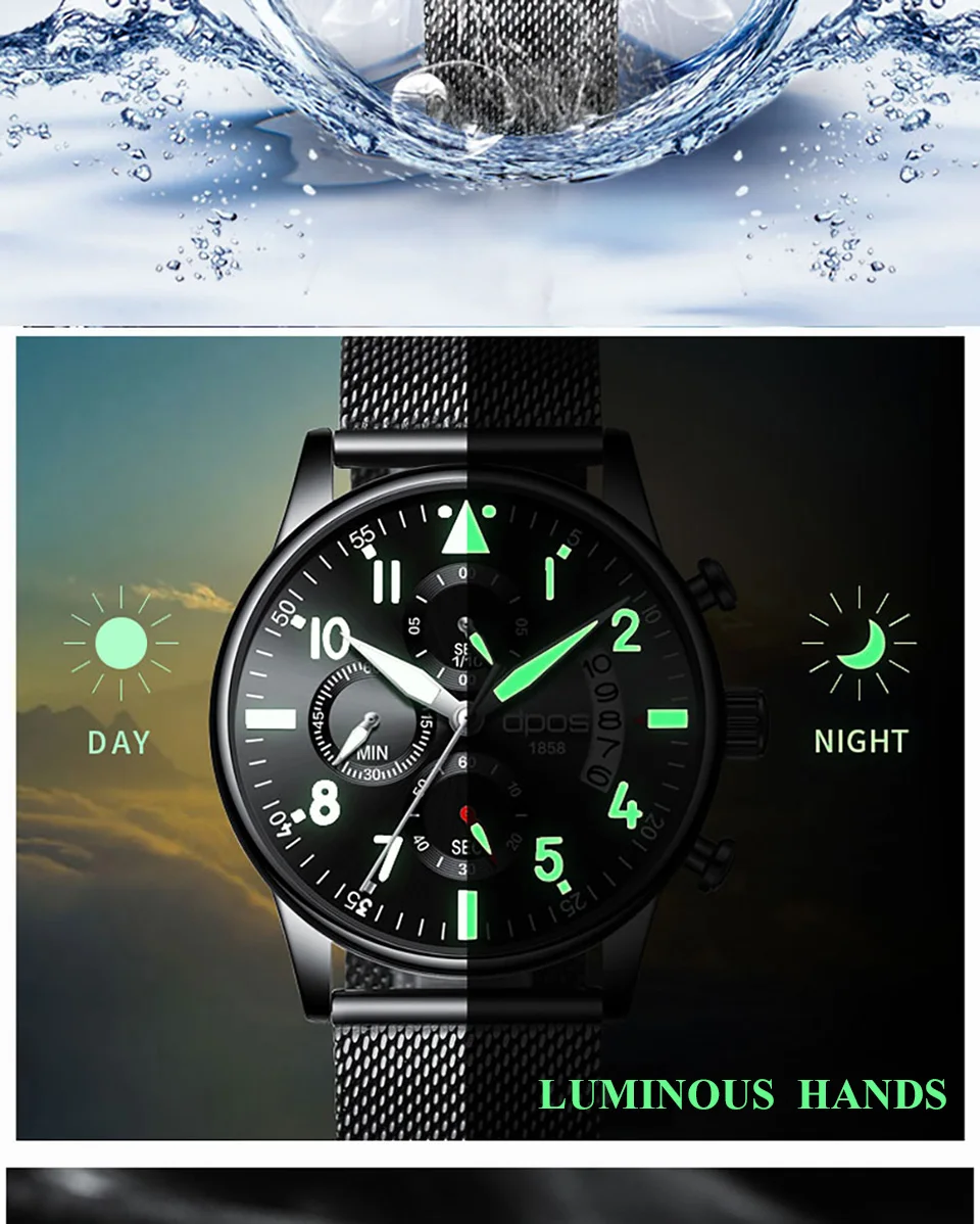 Мужские часы с хронографом для нержавеющей стали мужские часы в стиле милитари Топ бренд класса люкс мужские наручные часы водонепроницаемые Relogio Masculino