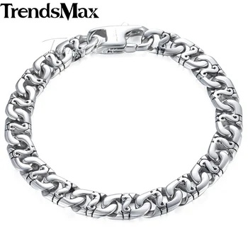 Trendsmax Biker Mens Bracelet for Women Silver Color Marina Link Chain 316L Stainless Steel Bracelet HB19
